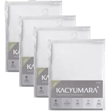 Imagem de Kit 4 Protetor De Travesseiro Kacyumara Malha em Algodão Impermeável Branco Capa Antiácaro Antifungo 50 x 70