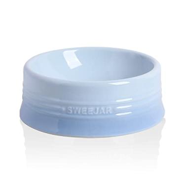 Imagem de SWEEJAR Tigela para cães gradiente, prato de cerâmica para cães grandes e gatos grandes, tigela de porcelana para comida e água 946 ml (azul claro gradiente)