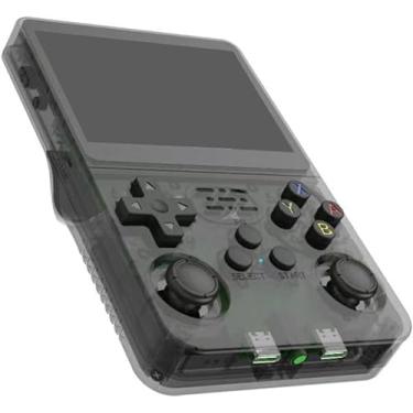 Imagem de Console de jogos portátil retrô, console de videogame R36S de código aberto, sistema Linux, tela IPS de 3,5 polegadas, reprodutor de vídeo de bolso portátil com cartão TF 64G / 128G / 316 ( Color : Bl