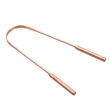 Imagem de Escova de limpeza de revestimento de língua, raspador de língua de cobre com ferramenta de limpeza de capa para raspador de língua para placa de raspador de cobre reduz o mau hálito
