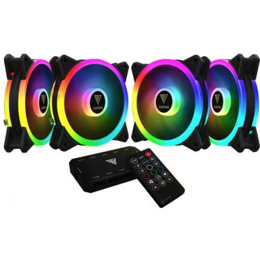 Imagem de Kit Fan 4 Unidades Gamdias Aeolus RGB 120mm com Controlador - M2-1204R