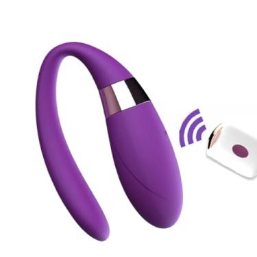 Imagem de Vibrador Casal em Formato U Estimulador Ponto G com Controle Remoto Brinquedo Sexual Silicone Aveludado 7 Intensidades Recarregável Sexo Vaginal e Anal (Roxo)