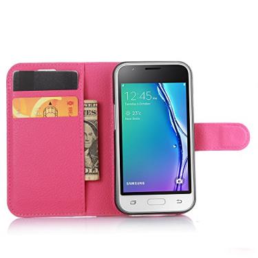 Imagem de Capa para Samsung Galaxy J1 mini (modelo 2016) – Capa carteira flip de couro PU de alta qualidade para Galaxy J1 mini (2016), capa de proteção de telefone estilo empresarial, capa com [compartimentos