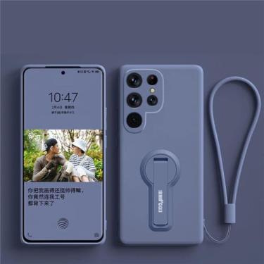 Imagem de Para samsung galaxy s23 s23 s22 plus ultra s21 fe capa à prova de choque suporte suporte capa protetora de silicone líquido, lavanda, para s23 plus