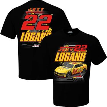 Imagem de Checkered Flag Sports Camiseta de carro Joey Logano 2024 Shell Pennzoil #22 preta, Preto, G