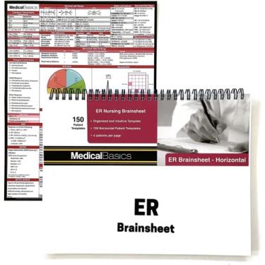 Imagem de Caderno de emergência Brainsheet – Folha de relatório de enfermagem para enfermeiras de emergência, cirurgia médica e UTI – 4 pacientes por modelo (modelo horizontal)