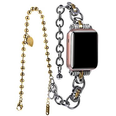 Imagem de VIIVY VIYIV Pulseira Dressy compatível com Apple Watch SE séries 7, 6, 5, 4, 3, 2, 1 e Nike+ de 44 mm, 42 mm e 45 mm