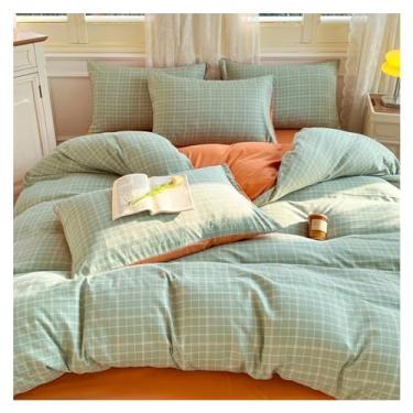 Imagem de Jogo de cama nórdico para cama xadrez, conjunto de capa de edredom, lençol de cama queen size (B King)