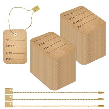 Imagem de 1000 peças de 17,78 cm para pendurar etiquetas de etiqueta e etiquetas de preço, etiquetas de loja etiquetas de roupas etiquetas de cupom sem amarras de nylon cordão de pressão fecho fecho de gancho para roupas loja de varejo (marrom)