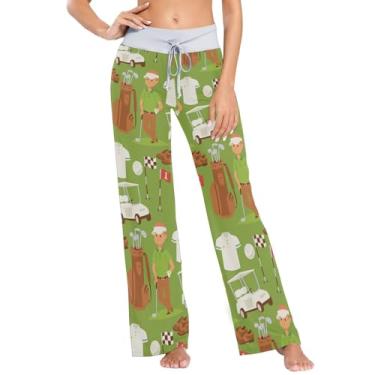 Imagem de Calça de pijama fina para mulheres, roupas de jogador de golfe, verde, calça noturna feminina para adultos, Roupas para jogadores de golfe verdes, X-Small