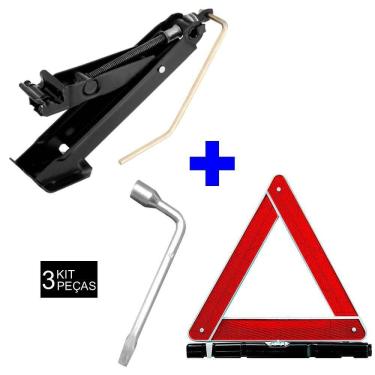 Imagem de Kit macaco carro chave de roda triangulo de segurança