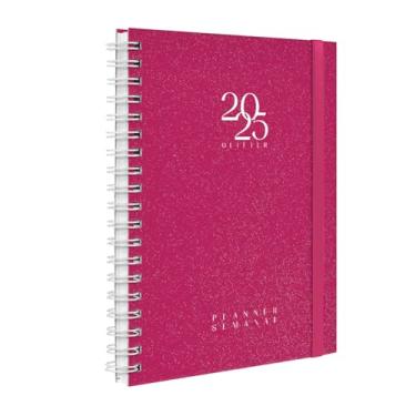 Imagem de Agenda Planner Semanal 2025 Plus Solid Glitter Cores Pink