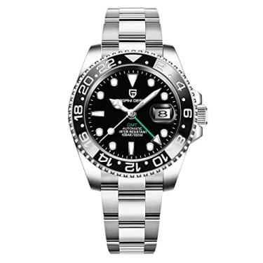 Imagem de BY BENYAR Pagani Design masculino GMT relógios automáticos - relógio mecânico moderno de aço inoxidável - relógio masculino com lente de vidro safira, Azul, vermelho, Esportivo