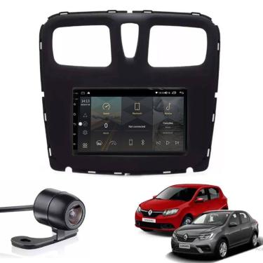 Imagem de Central Multimídia Renault Logan Sandero 2015 em diante sem rádio Tela IPS de 7" Polegadas Quad Core 2GB Carplay e Android Auto GPS + Câmera de r