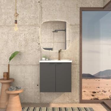 Imagem de Gabinete para Banheiro em Madeira com Lavatório Aster 60 Preto