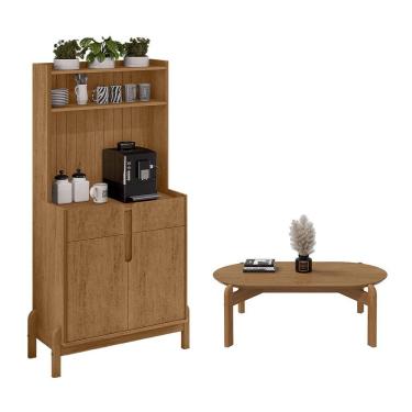 Imagem de Aparador Cantinho do Café e Mesa de Centro Oblonga Lizz Cedro Casa D 