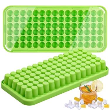 Imagem de Webake Bandeja de silicone para cubos de gelo com tampa, moldes pequenos para pepitas de gelo, 90 grades, minibandejas de gelo trituradas, pacote com 2 para bebidas geladas, coquetéis de uísque (empilháveis, sem BPA)