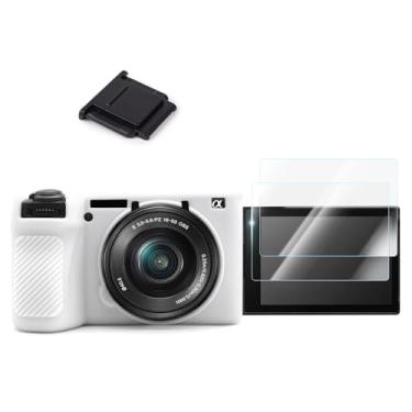 Imagem de VOVMOEYA Kit de acessórios de capa de câmera A6700 - Capa protetora de silicone para Sony Alpha 6700 [branco] e protetor de tela LCD para Sony A6700 [2 pacotes] e capa para câmera Hot Shoe para Sony