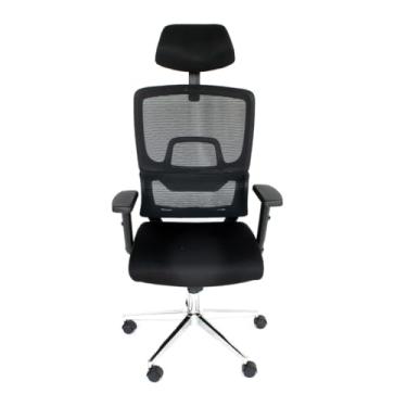 Imagem de Cadeira de Escritório Presidente Ergonômica Tela Mash, Relax no Enconto c/apoio de pescoço e braços ajustáveis - NR17 - Preta