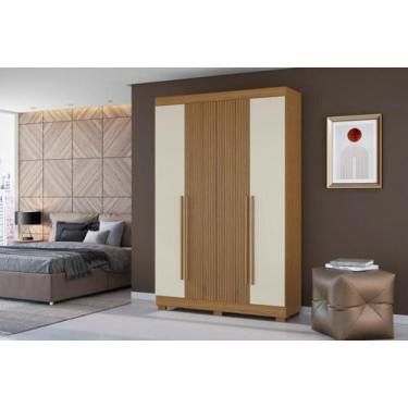 Imagem de Roupeiro Ripado Solteiro 4 Portas 2 Gavetas Atacama Off White - Aramóv