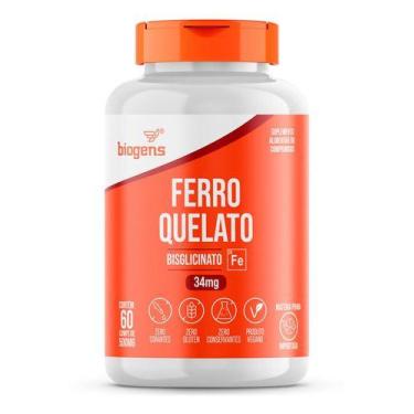 Imagem de Ferro Quelato Bisglicinato 34mg, 60 Comprimidos, Biogens, Sem sabor