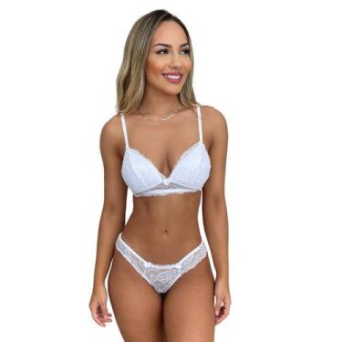 Imagem de Conjunto Delicado Renda Com Bojo Sem Aro Calcinha Renda Fio - Sou Gata