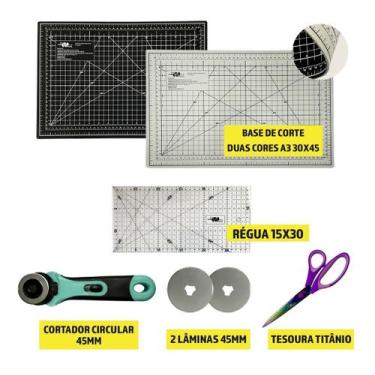 Imagem de Base Corte A3 Placa 45x30 Preta e Cinza Cortador 45mm 2 laminas Régua 