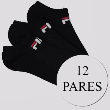 Imagem de Kit Meia Fila Light 12 Pares Cano Curto Preto, 39-43