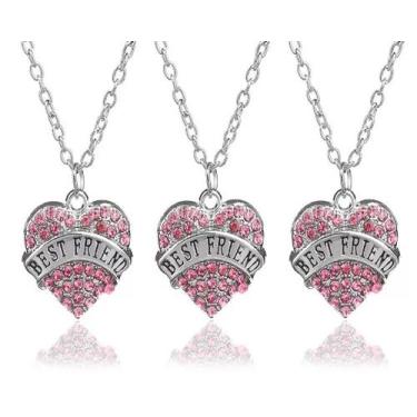 Imagem de Colar Best Friends Amigas Bff Folheado Níquel - 3 Pçs - Milena Folhead