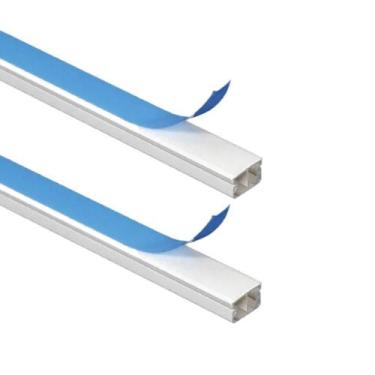 Imagem de Kit 2 Canaleta Branca 2 Divisórias Cabos Fita Dupla Face 1M - Ilumi