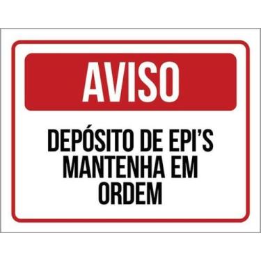Imagem de Kit 5 Placa Depósito Epi Mantenha Ordem Vermelho36X46 - Sinalizo