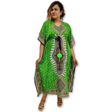 Imagem de Vestido Kaftan Longo Plus Size Estampa Indiana KFT 478 - Sarat Moda In