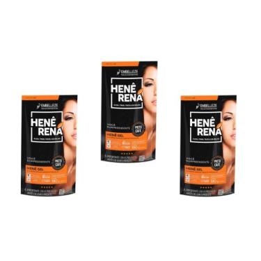 Imagem de Hene em Gel Rená Preto Café (Preto Escuro) 180gr Alisa, tinge e Da Bri