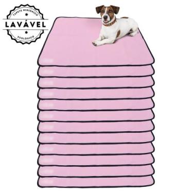 Imagem de Kit com 12 Fraldas de Câes p/Chão 100x70 Rosa 200 Lavagens - Alta Abso
