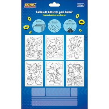 Imagem de Folhas De Adesivos Para Colorir Sonic 6 Folhas Tilibra