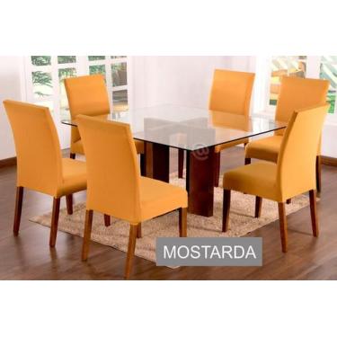 Imagem de Kit com 6 Capas Para Cadeira com Estofado Malha Cores Lisa - Casa Impé