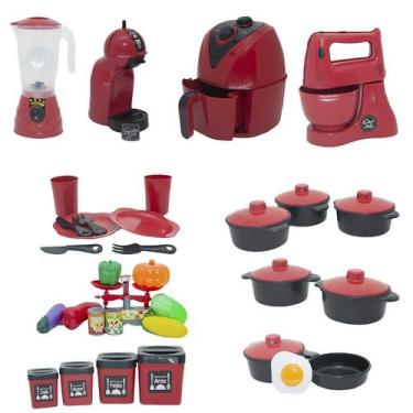 Imagem de Kit Cozinha Infantil Chef Brinquedo Balança Vermelho 34pç - Altimar 