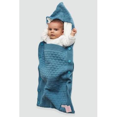 Imagem de Saco de Dormir Colmeia Bebê Forrada Tricô  HomeBliss, Azul, Único