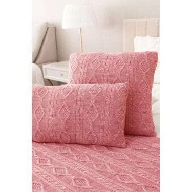Imagem de Capa para Almofada Tricô Geométrica HomeBliss, Rosa, 50x50cms