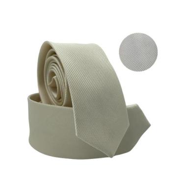 Imagem de Gravata Social Off White Risco Fino Noivo Casamento - Rpires