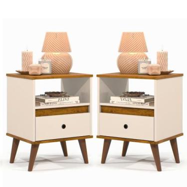 Imagem de Kit 2 Mesas de Cabeceira Quarto Apoio Lateral Cama Box Casal Estilo De