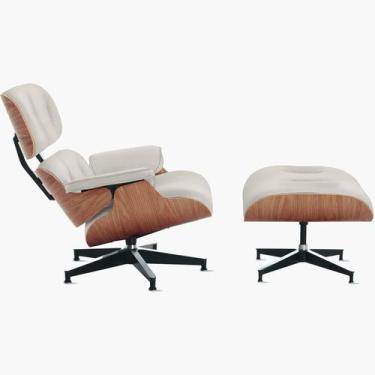 Imagem de Poltrona com Puff Charles Eames Madeira Freijó Couro Natural Legitimo 