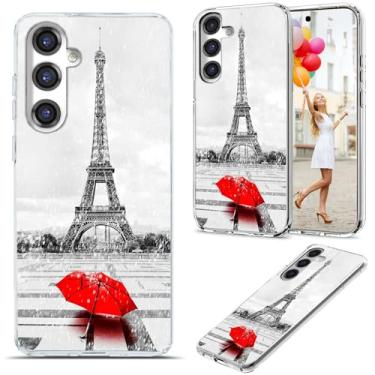 Imagem de Capa para Samsung Galaxy S23 FE para meninas mulheres homens, AKORAVO capa protetora completa à prova de choque fina macia TPU transparente capa de telefone com design para Galaxy S23 FE, guarda-chuva