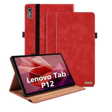 Imagem de TIPOYOROOS Capa para Lenovo Tab P12 12,7 polegadas lançado em 2023, capa inteligente de visualização multiângulo com bolso de couro PU empresarial com slot para cartão para SM-TB370FU/TB371FC,