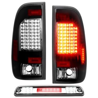 Imagem de Para Ford 1999-2007 F250 F350 F450 F550 Luz traseira de LED + 3ª lâmpada de carga de freio, luzes traseiras de lente transparente com luz de parada de montagem alta F85Z13405CA F85Z13404CA FO2800117