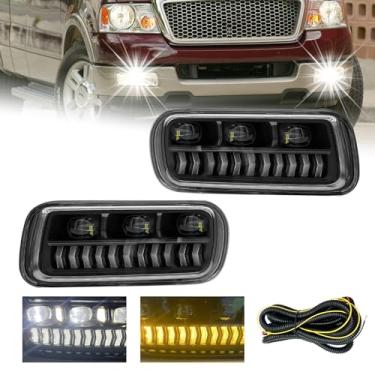 Imagem de Shocklight Faróis de neblina LED e DRL compatíveis com Ford F150 2004 2005 2006, um par de faróis de neblina de para-choque dianteiro com luz de circulação diurna e luz de seta âmbar - lente