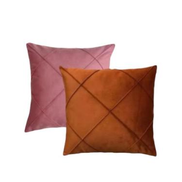 Imagem de Kit 02 Almofadas Cheias Drapeadas em Suede 45x45cm Sala Sofá Quarto - 