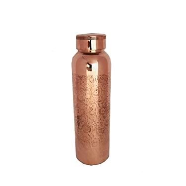 Imagem de Kunal Art & Crafts Garrafa de água de cobre puro 1000 ml, garrafa de água em relevo, junta livre de juntas Ayurveda Health Copper para garrafa de água potável, presente para Diwali Capacidade de