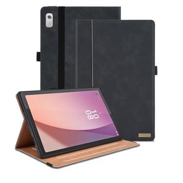 Imagem de Capa para Lenovo Tab M9 22.9 cm 2023 (TB-310FU)/Nook 22.9 cm Lenovo Tablet 2024, capa inteligente de visualização em vários ângulos com bolso, capa flip flip de couro PU executiva - preta
