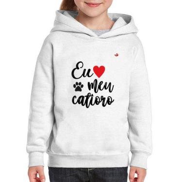 Imagem de Moletom Infantil Eu amo meu catioro - Foca na Moda, Branco, 6